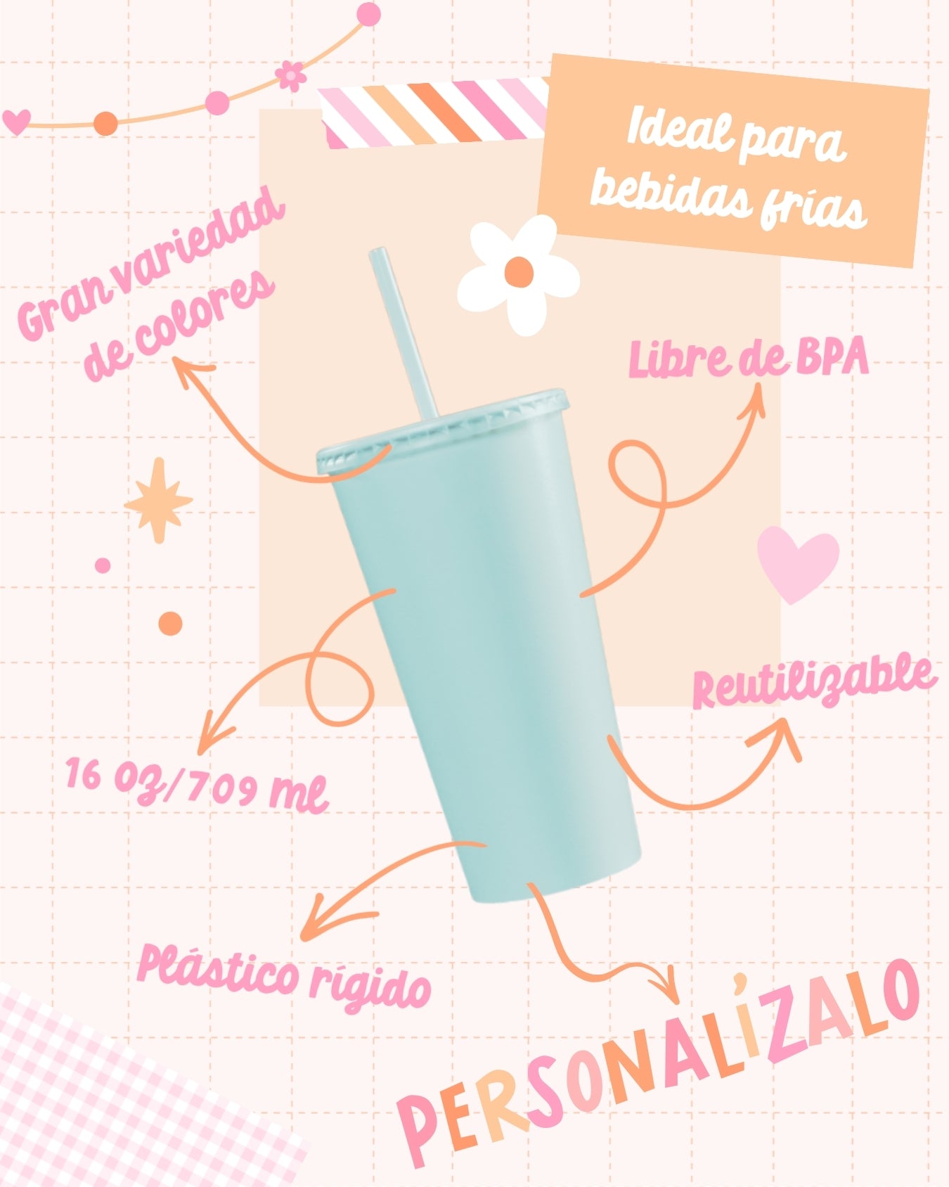 01VPB - 50 Vasos Personalizados 16oz/473ml