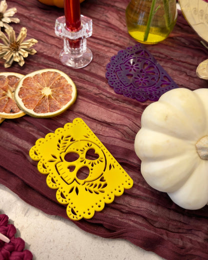Kit 6 Posavasos estilo Papel Picado Día de Muertos